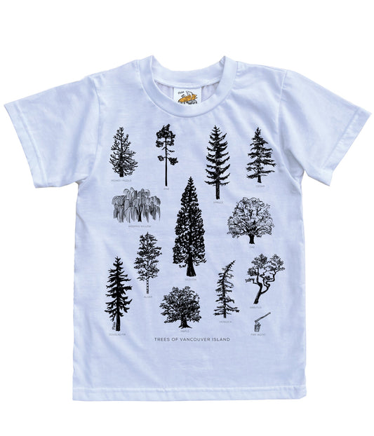 Tree Species in Black Ink Organic Cotton Kids Tee