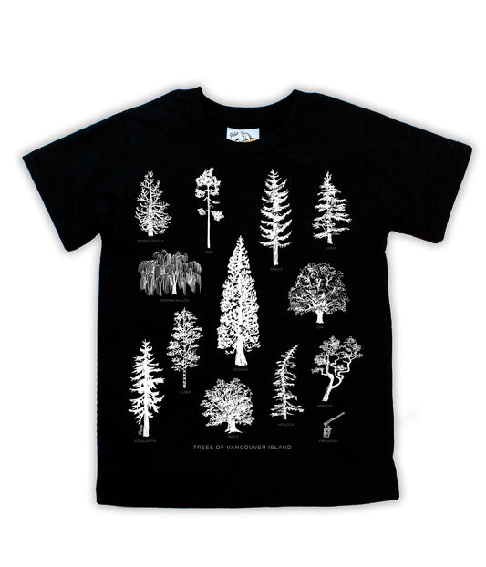 Tree Species in White Ink Organic Cotton Kids Tee