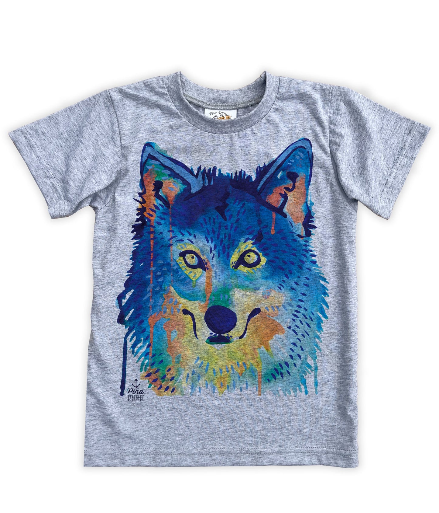 Watercolour Wolf Face Organic Cotton Kids Tee