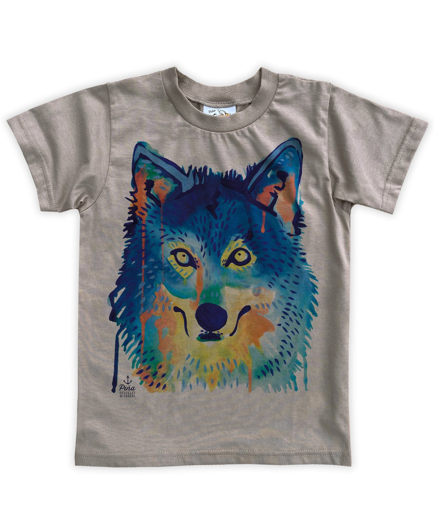 Watercolour Wolf Face Organic Cotton Kids Tee