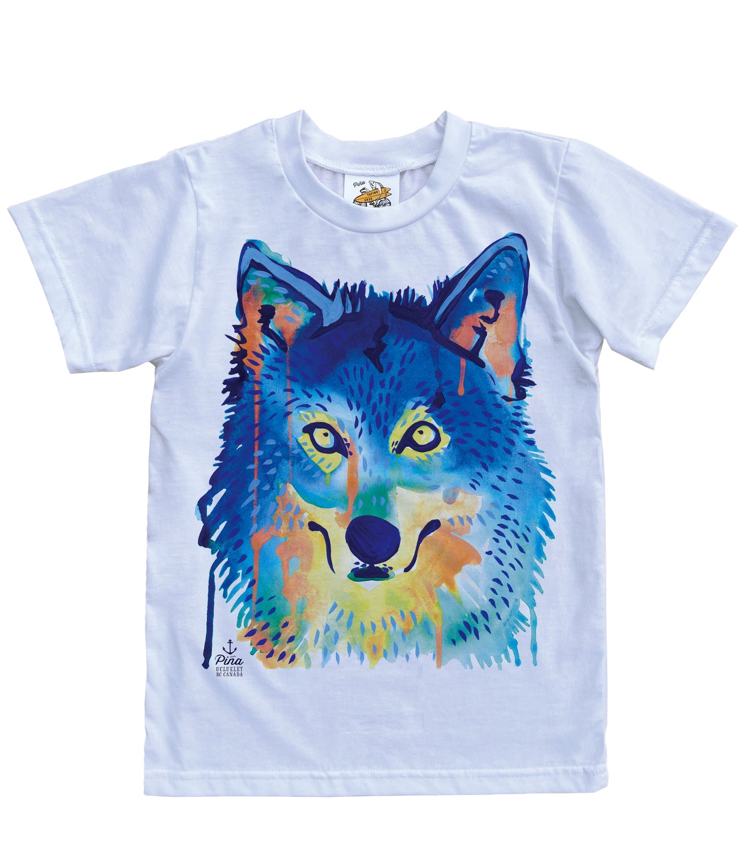 Watercolour Wolf Face Organic Cotton Kids Tee