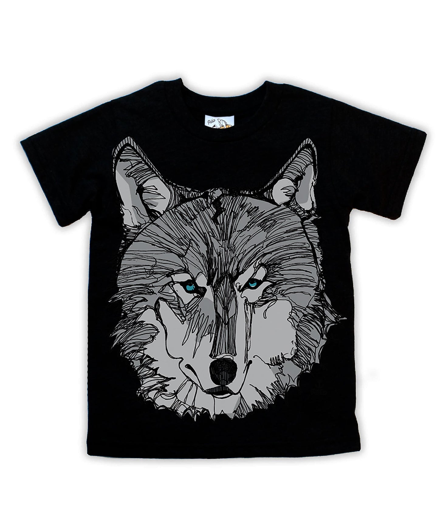 Wolf Face in Grey Organic Cotton Kids Tee