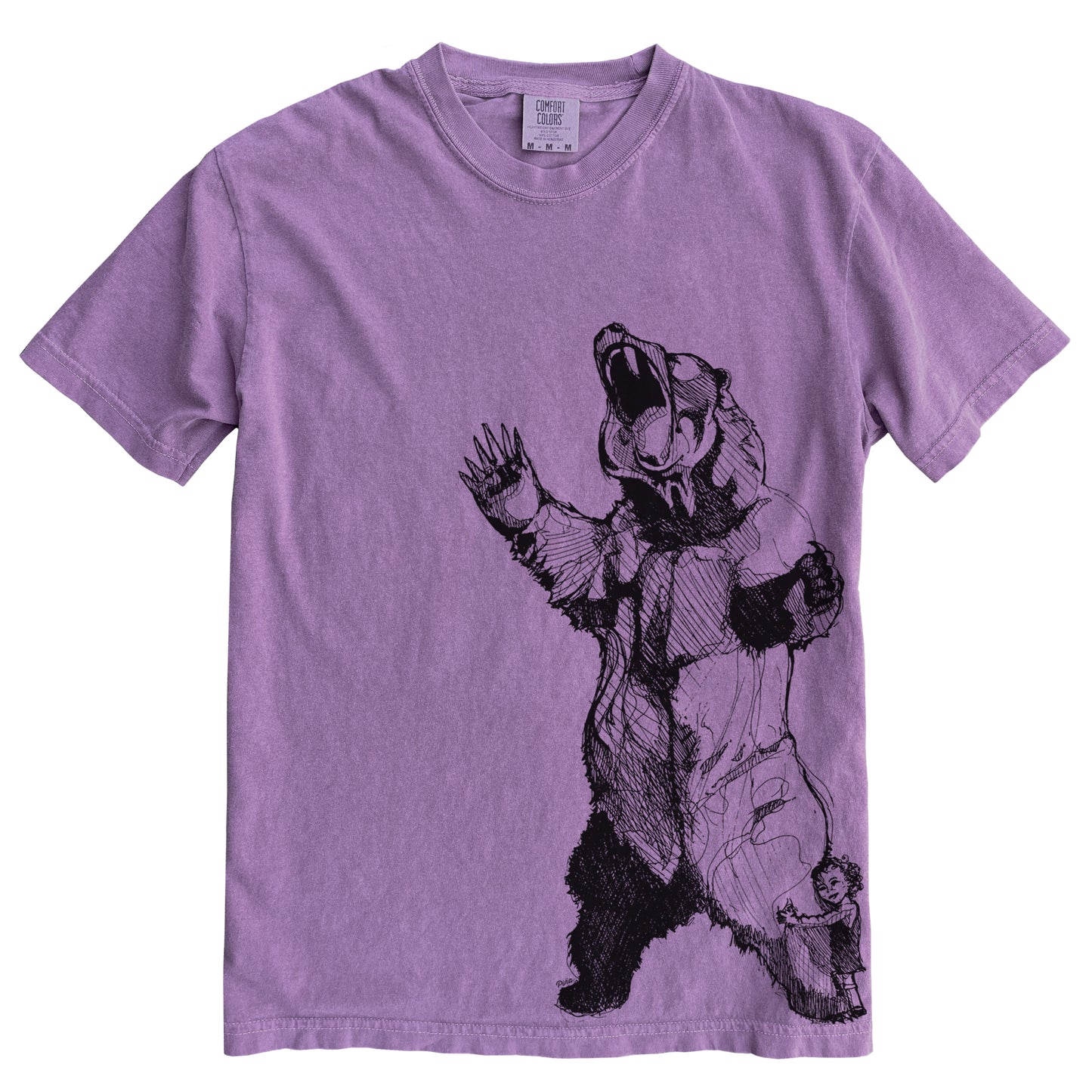 Bearhugger in Black Ink Comfort Colours Heavyweight Cotton Tee