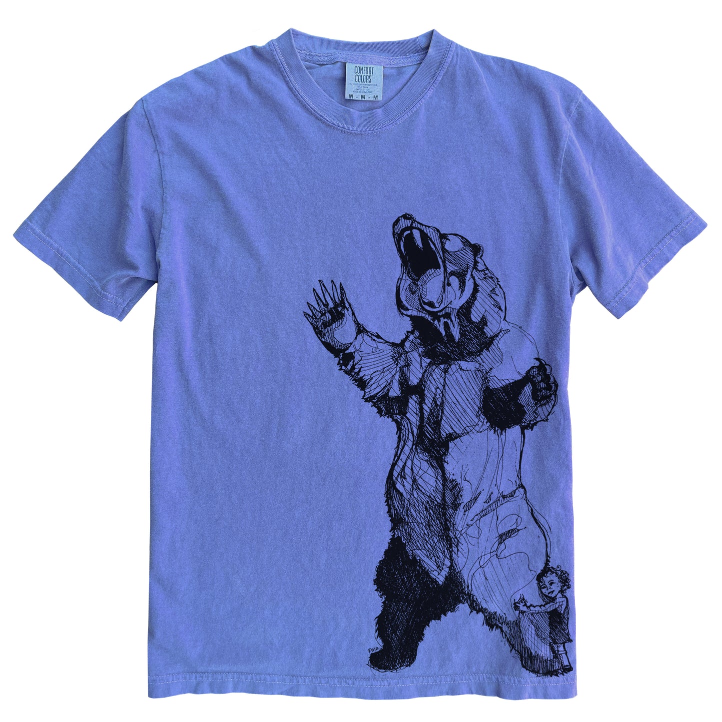 Bearhugger in Black Ink Comfort Colours Heavyweight Cotton Tee