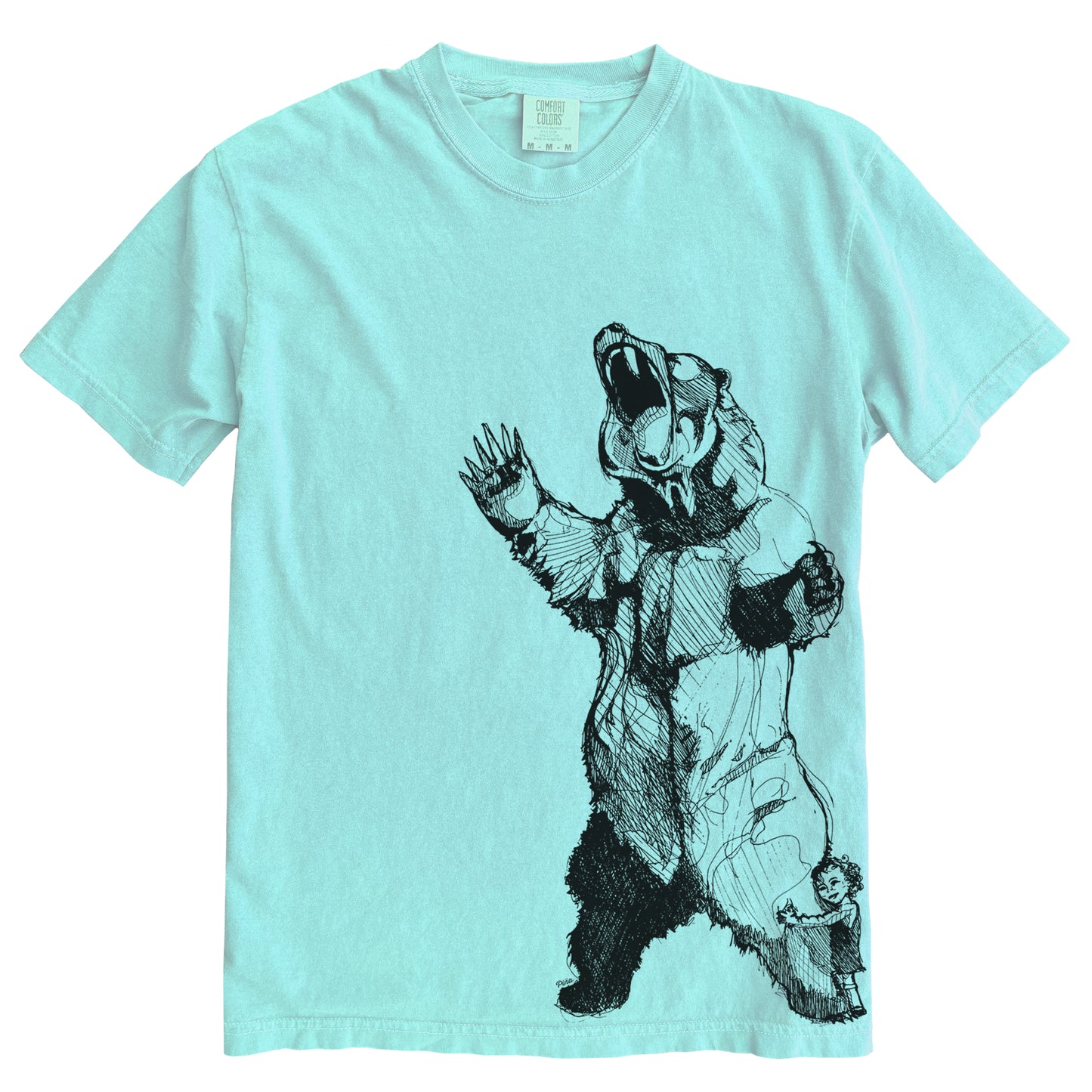 Bearhugger in Black Ink Comfort Colours Heavyweight Cotton Tee