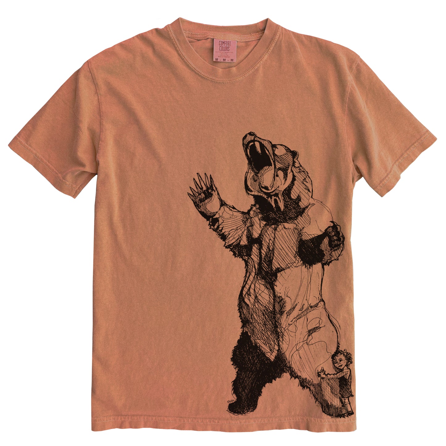 Bearhugger in Black Ink Comfort Colours Heavyweight Cotton Tee
