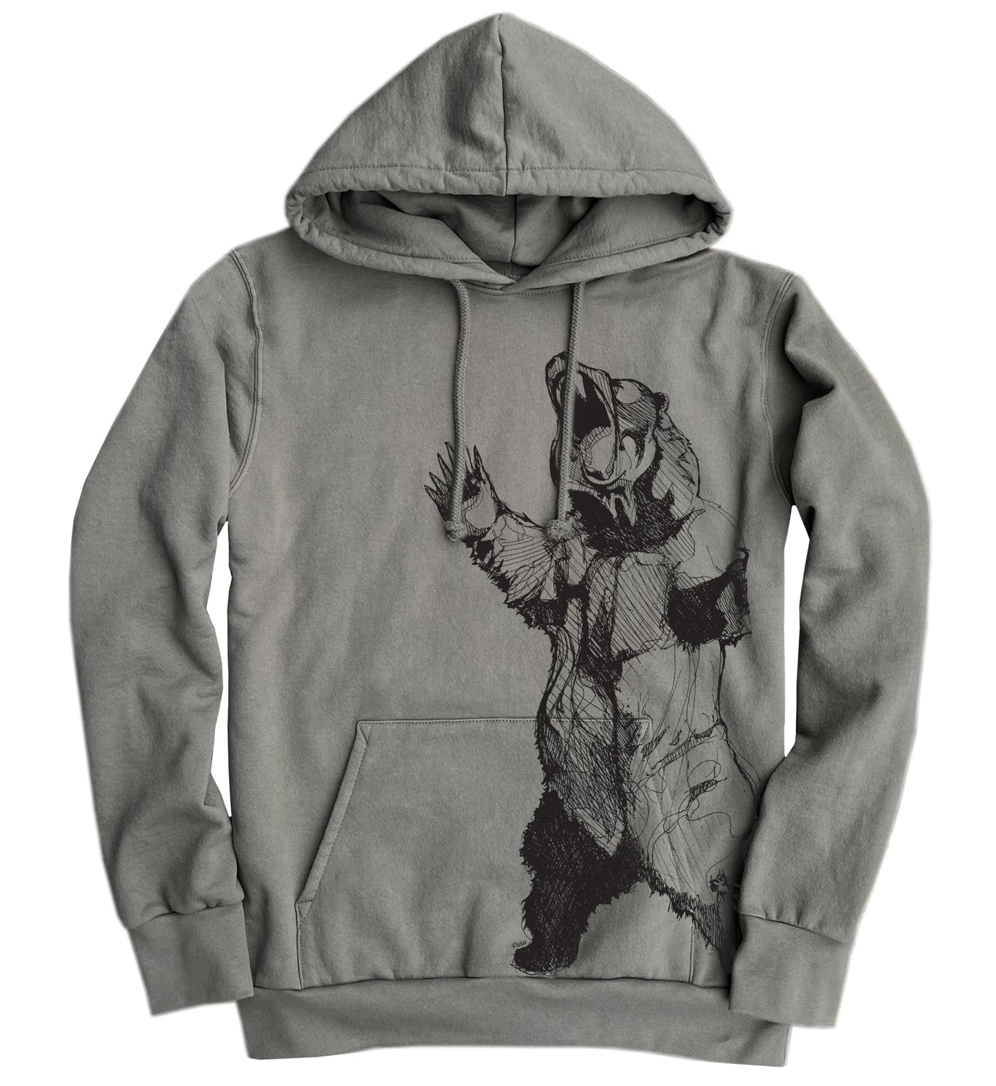 Bearhugger in Black Ink Organic Cotton Unisex Hoodie Made in Canada