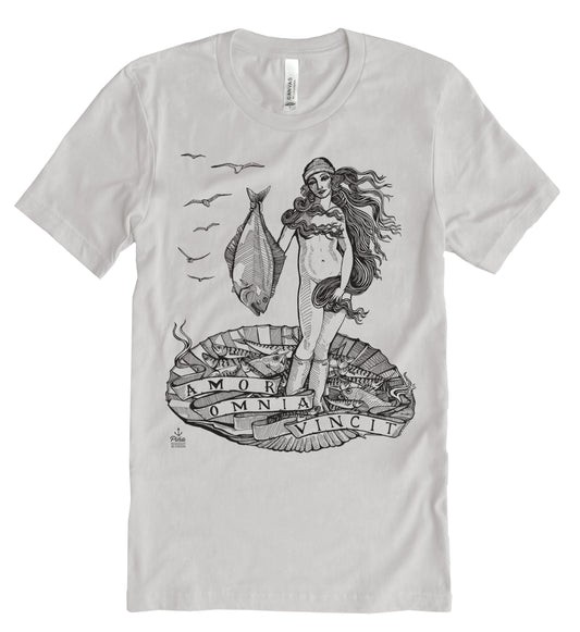 Birth of Venus in Black Ink Unisex Cotton Jersey Tee