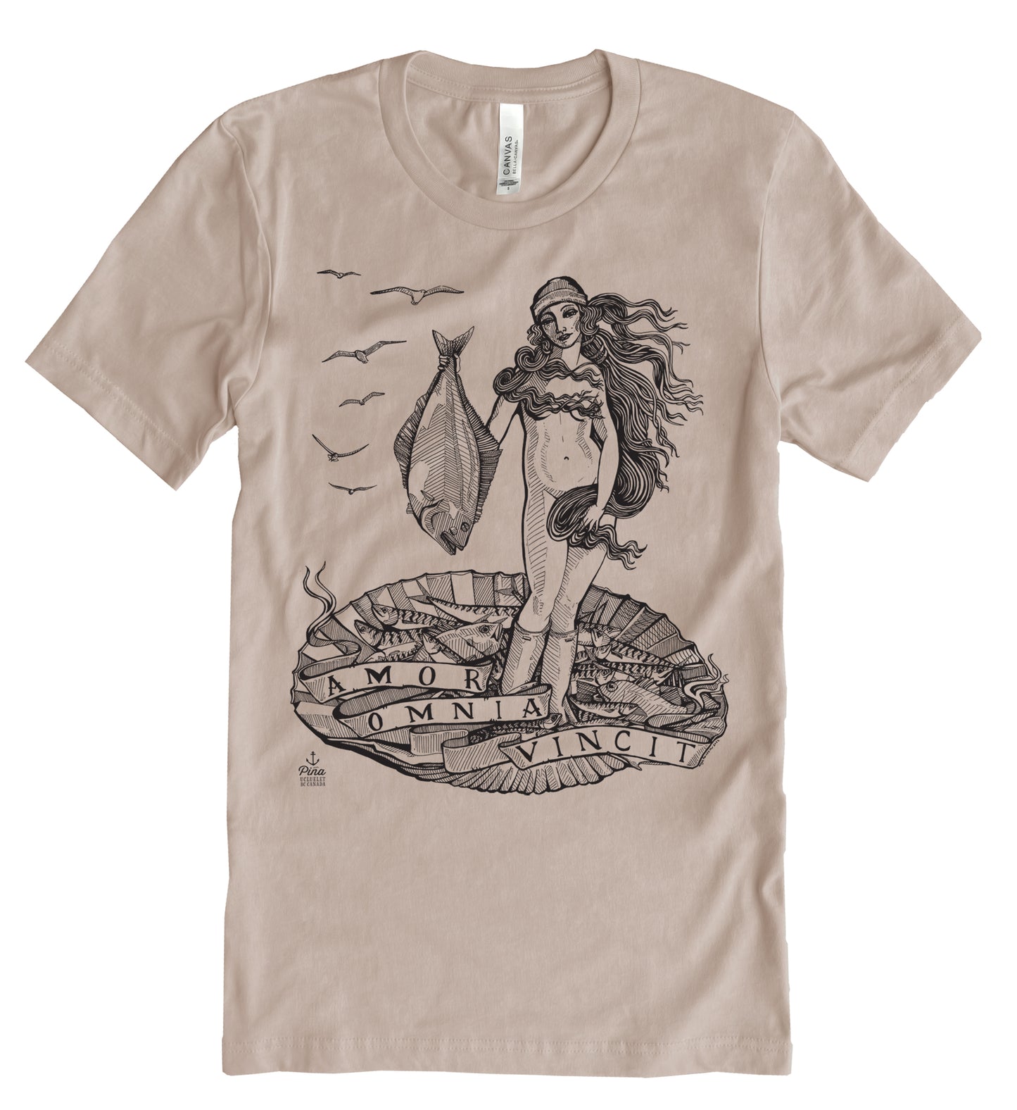 Birth of Venus in Black Ink Unisex Cotton Jersey Tee