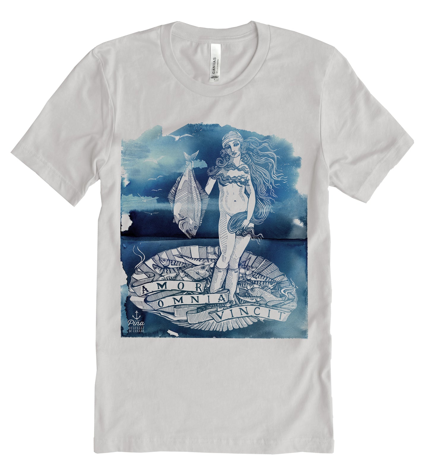 Birth of Venus With Watercolour Background Unisex Cotton Jersey Tee