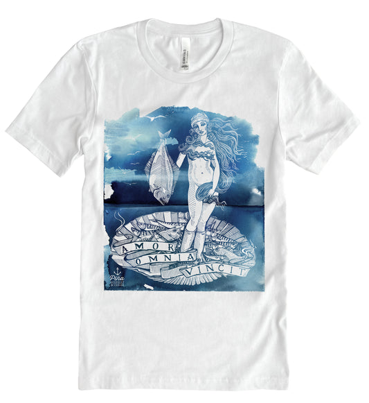 Birth of Venus With Watercolour Background Unisex Cotton Jersey Tee