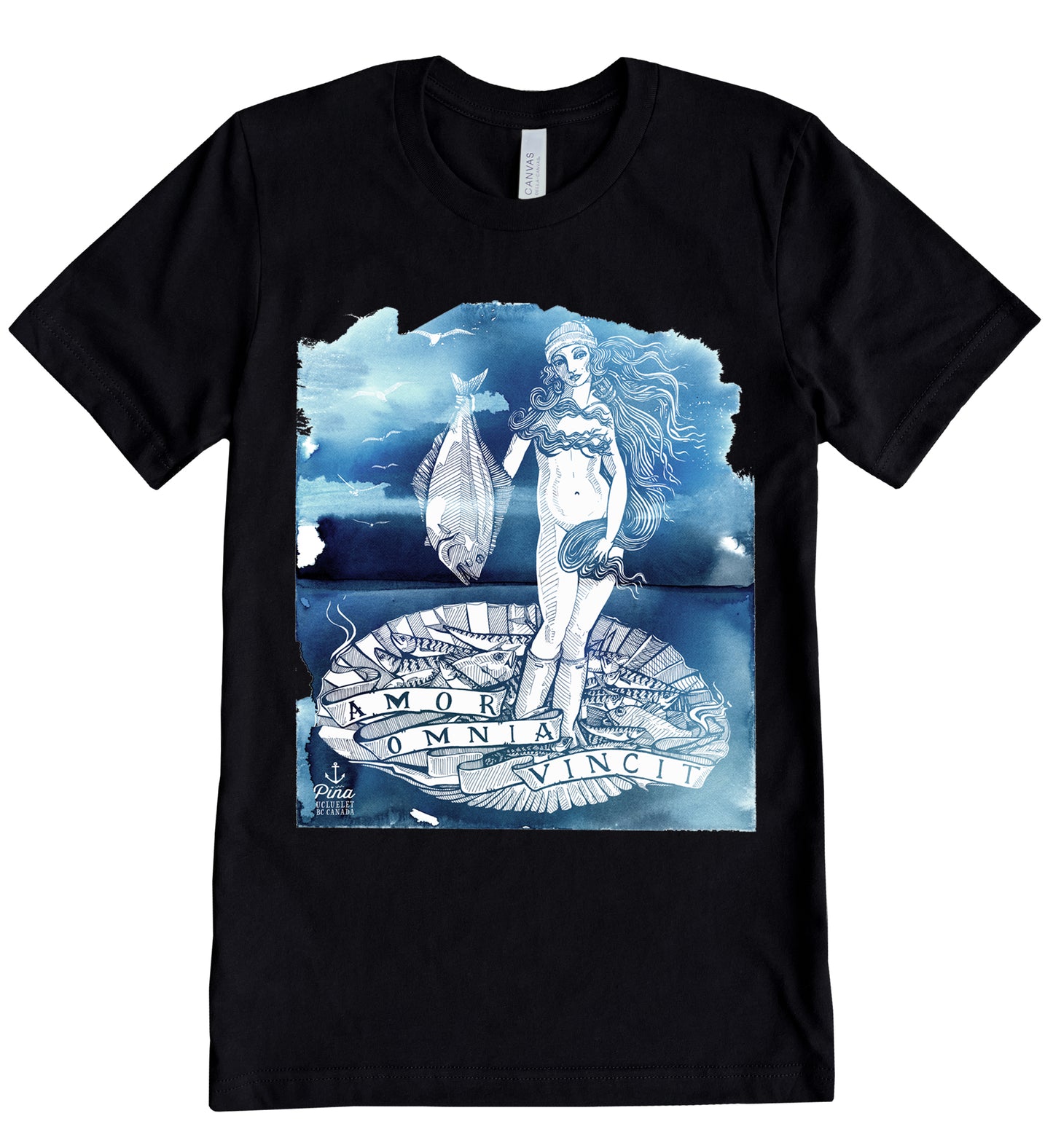 Birth of Venus With Watercolour Background Unisex Cotton Jersey Tee