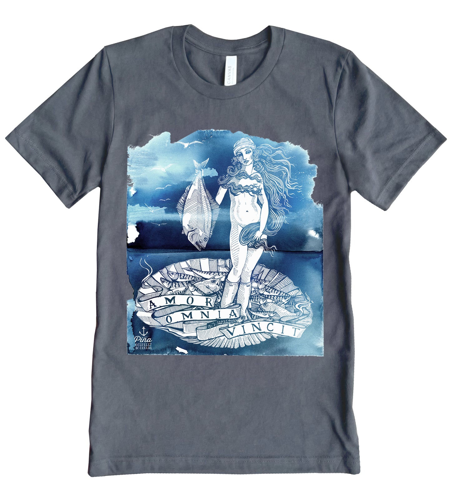 Birth of Venus With Watercolour Background Unisex Cotton Jersey Tee