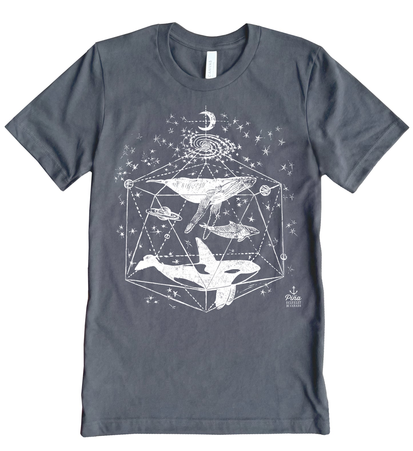 Galactic Whales in White Ink Unisex Cotton Jersey Tee