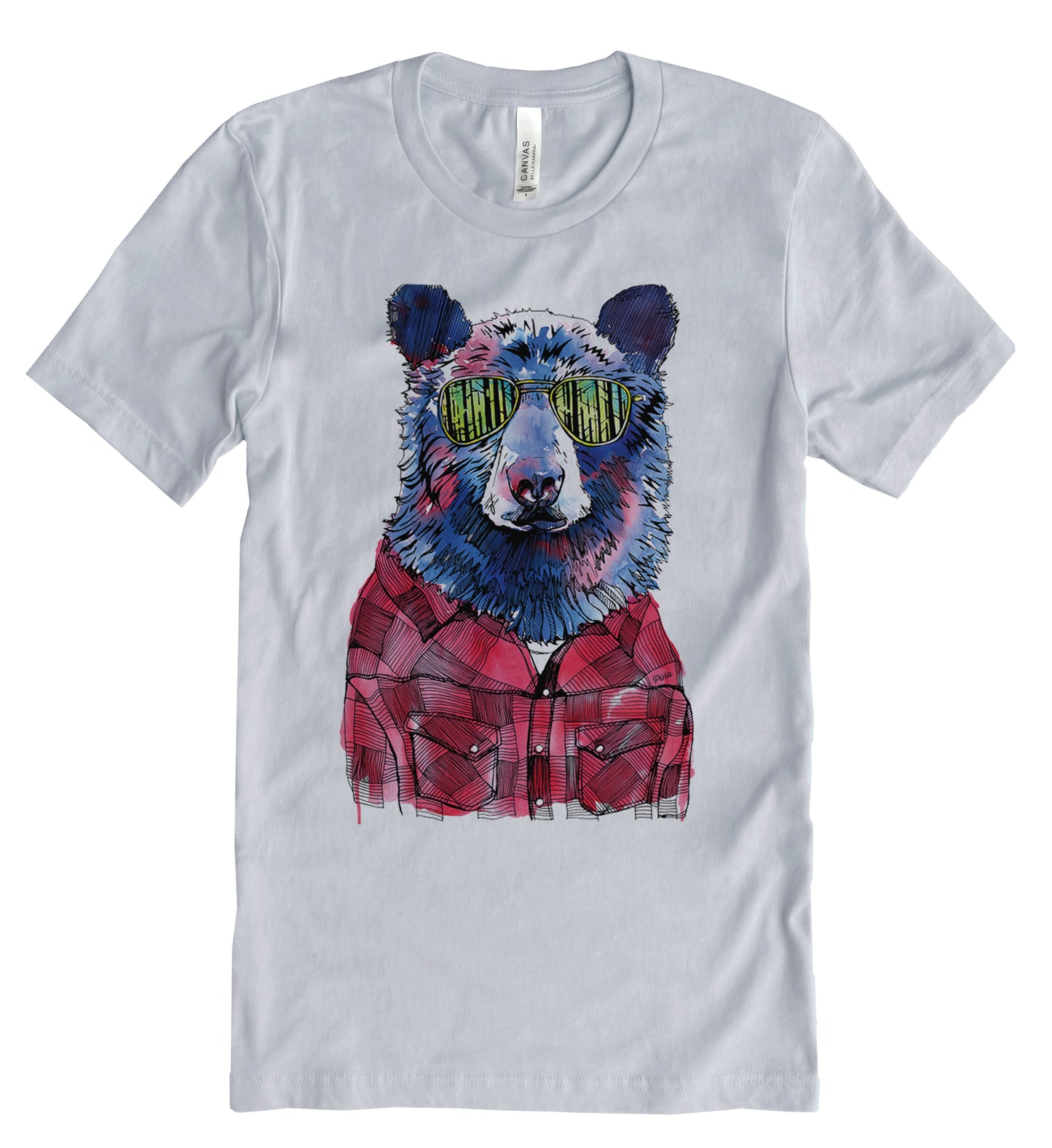 Hipster Bear in Full Colour Unisex Cotton Jersey Tee