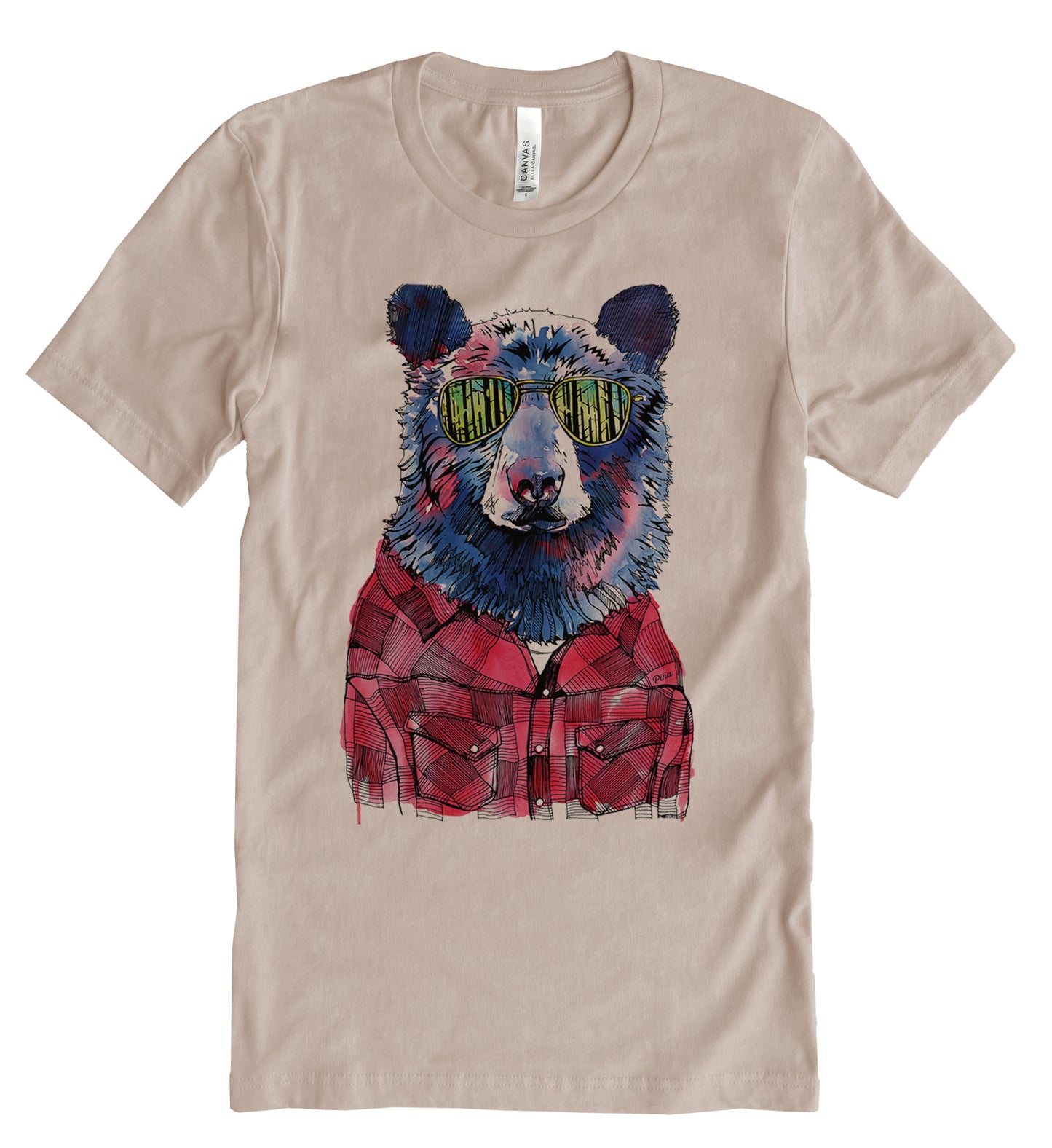 Hipster Bear in Full Colour Unisex Cotton Jersey Tee