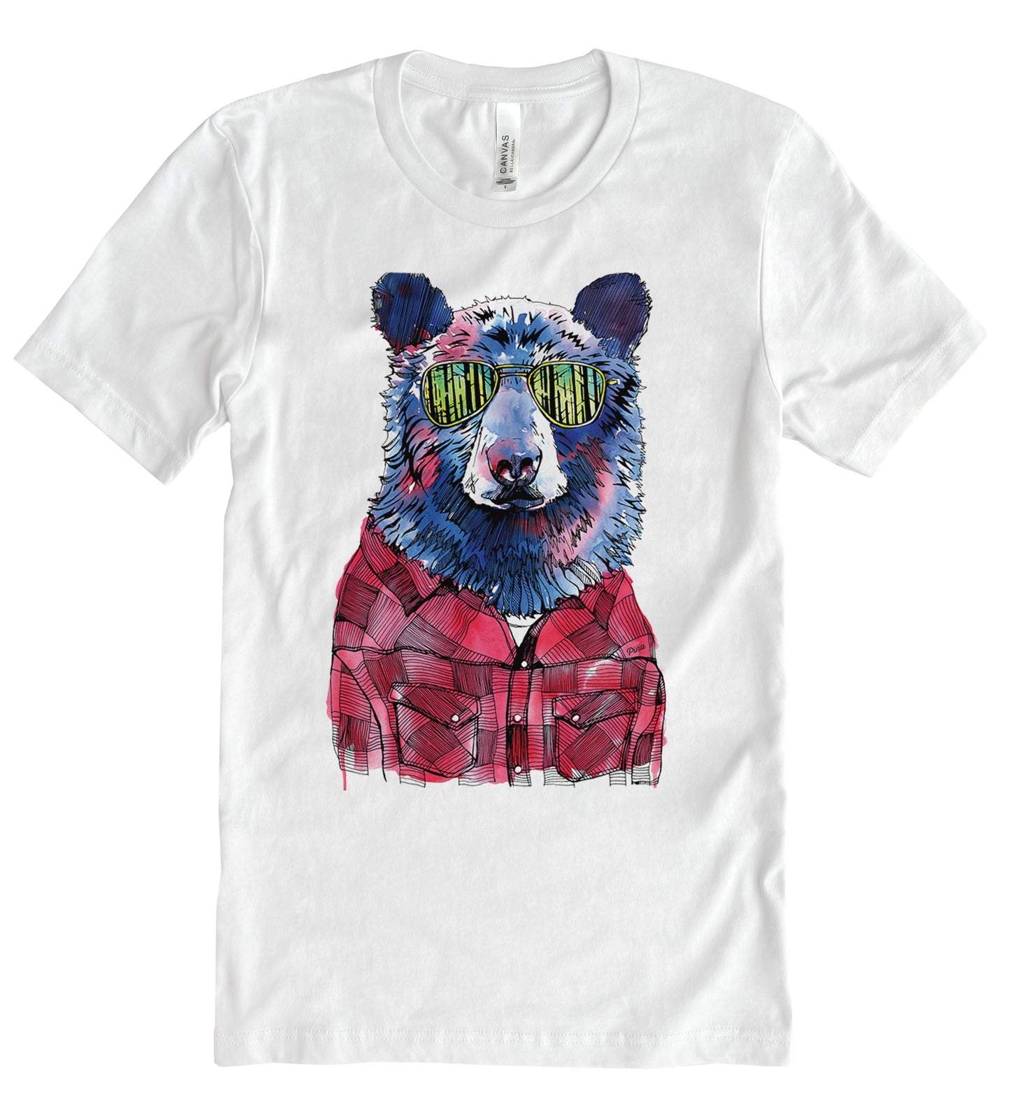 Hipster Bear in Full Colour Unisex Cotton Jersey Tee