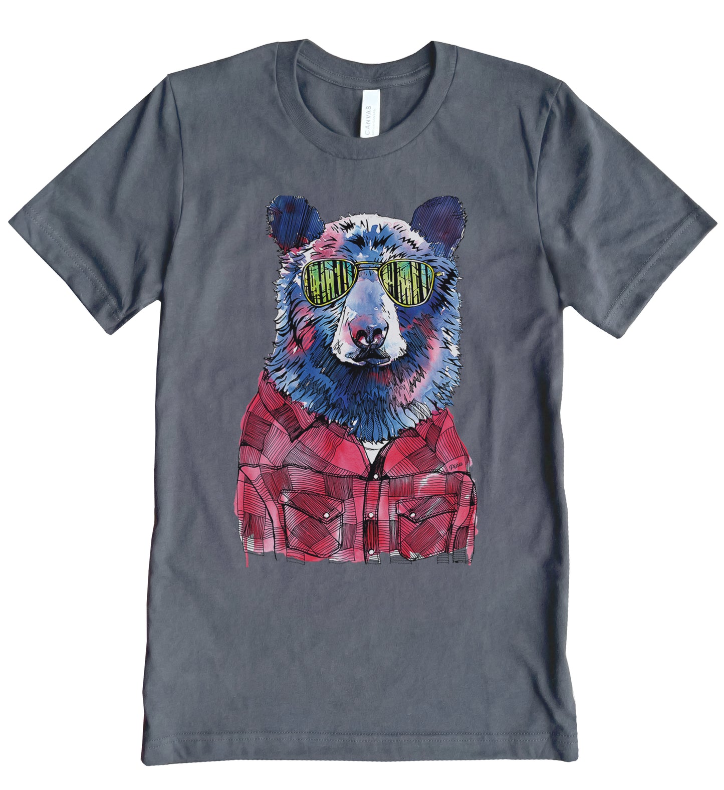 Hipster Bear in Full Colour Unisex Cotton Jersey Tee