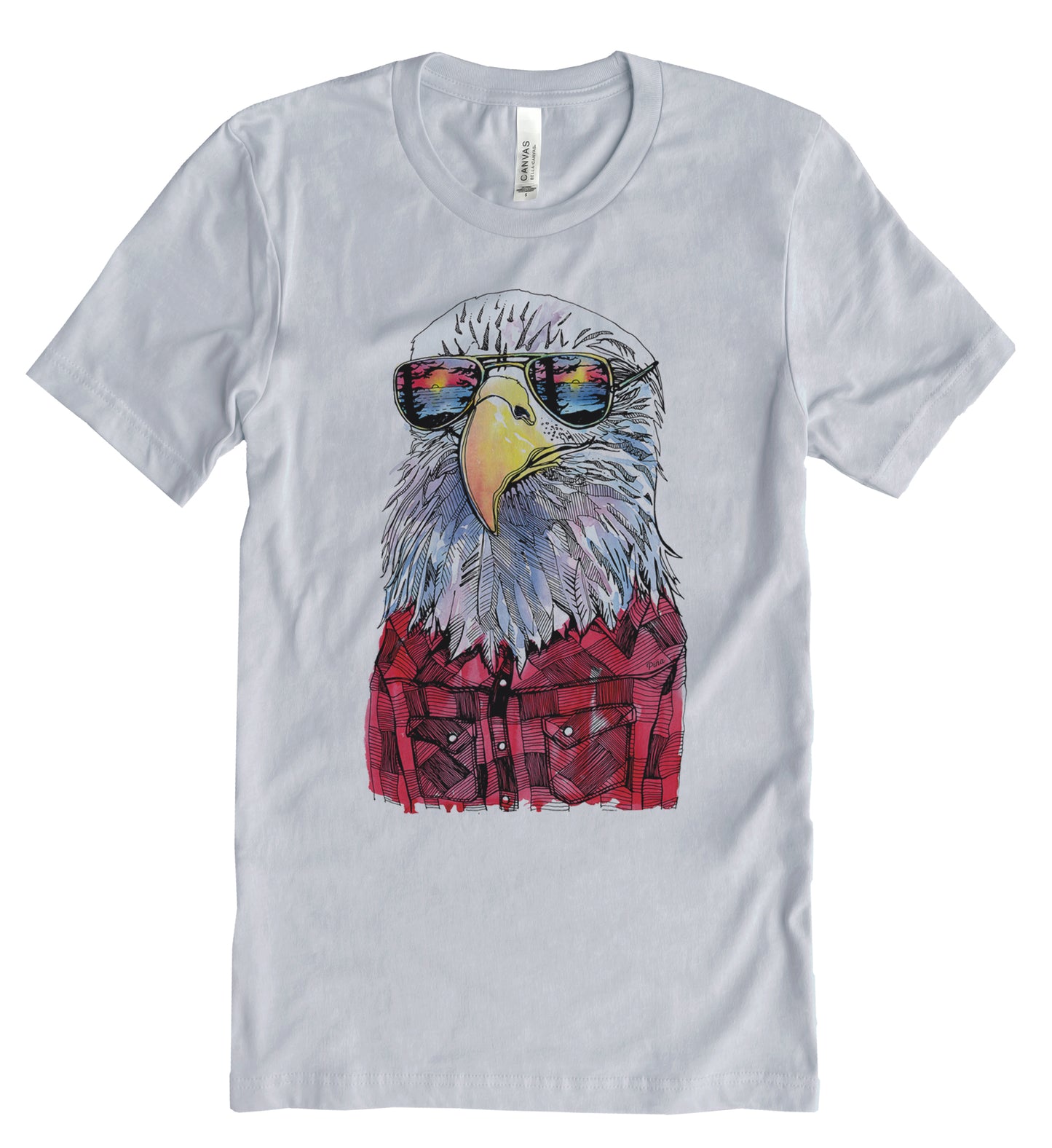 Hipster Eagle in Full Colour Cotton Jersey Unisex Tee