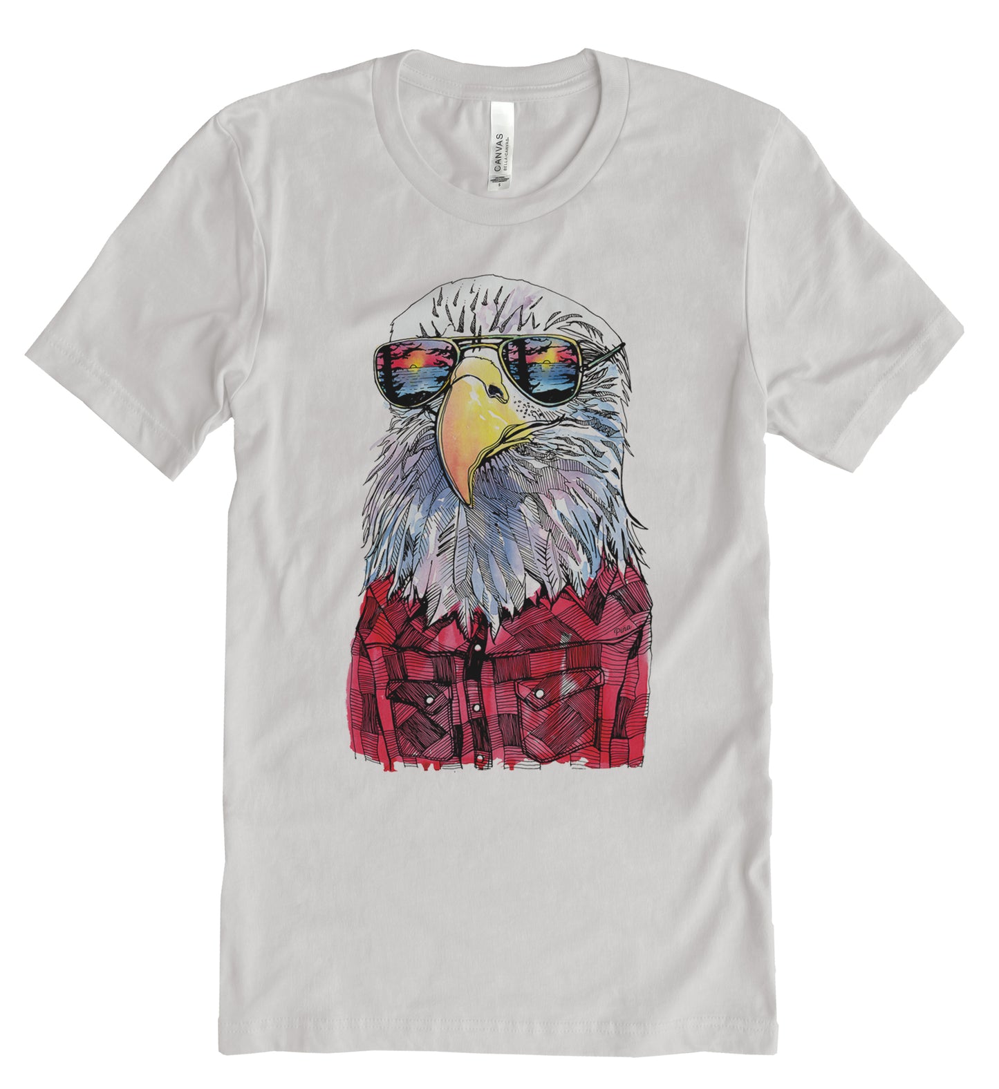 Hipster Eagle in Full Colour Cotton Jersey Unisex Tee