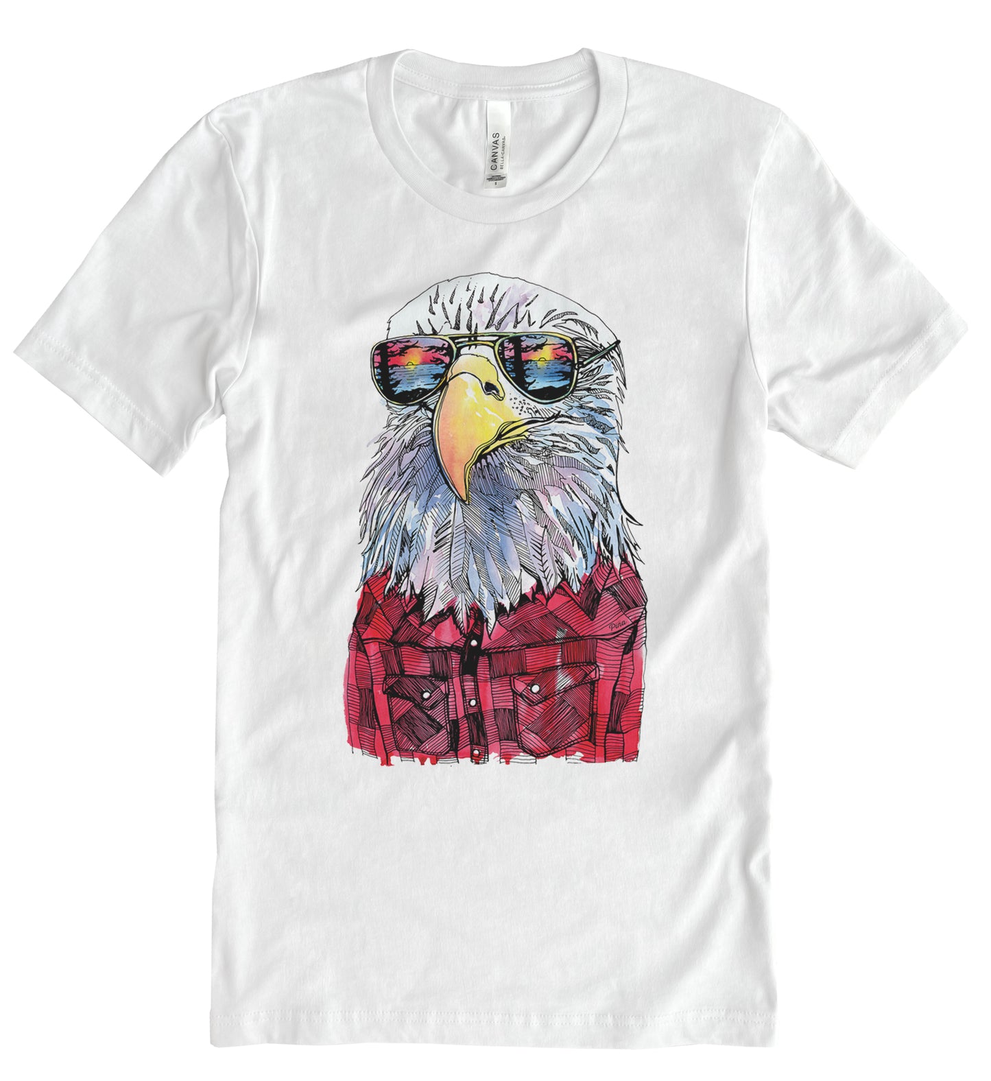 Hipster Eagle in Full Colour Cotton Jersey Unisex Tee