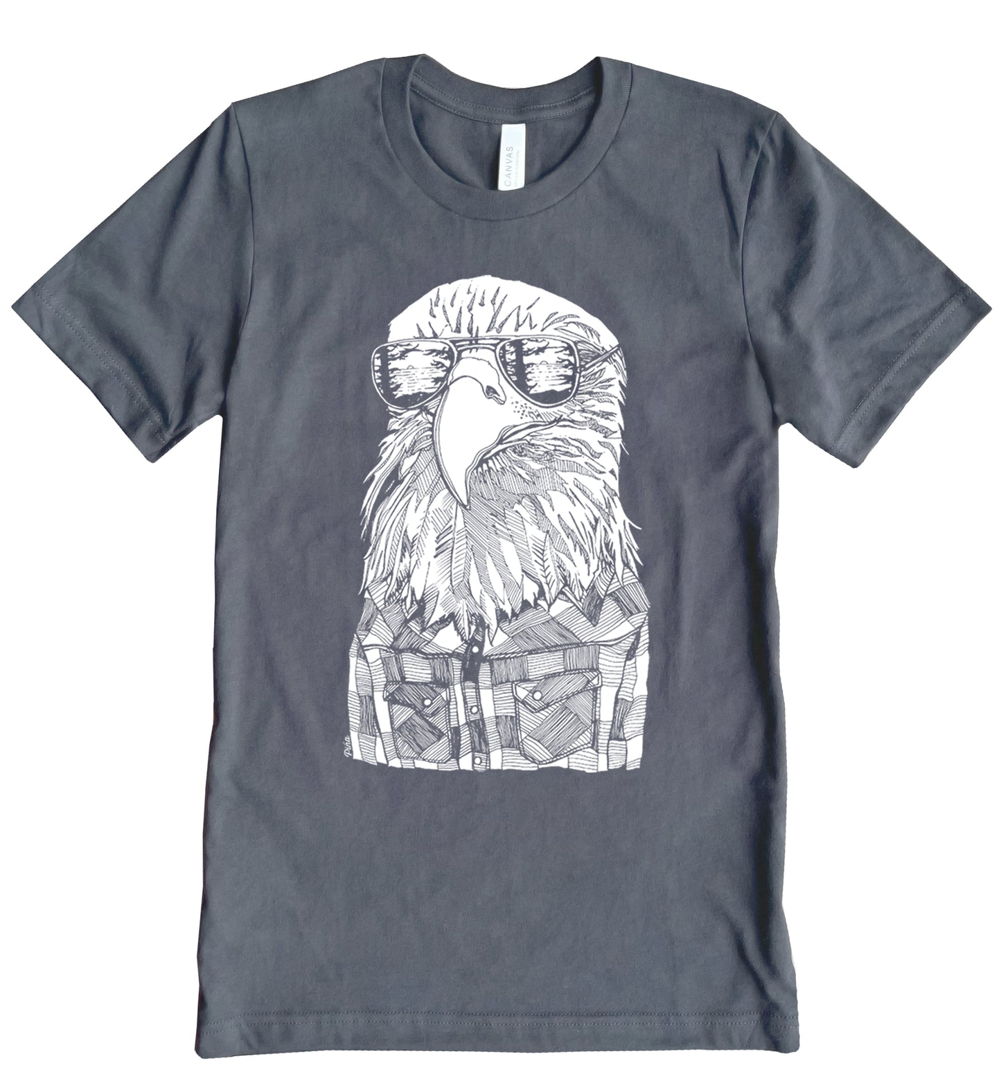 Hipster Eagle in White Ink Cotton Jersey Unisex Tee