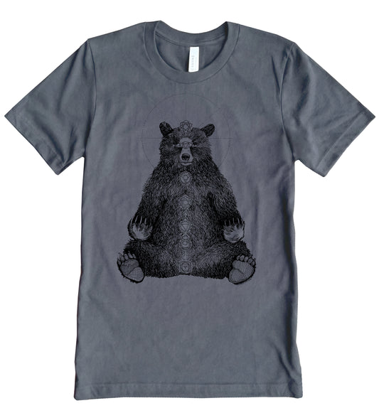 Kundalini Bear in Black Ink Unisex Cotton Jersey Tee