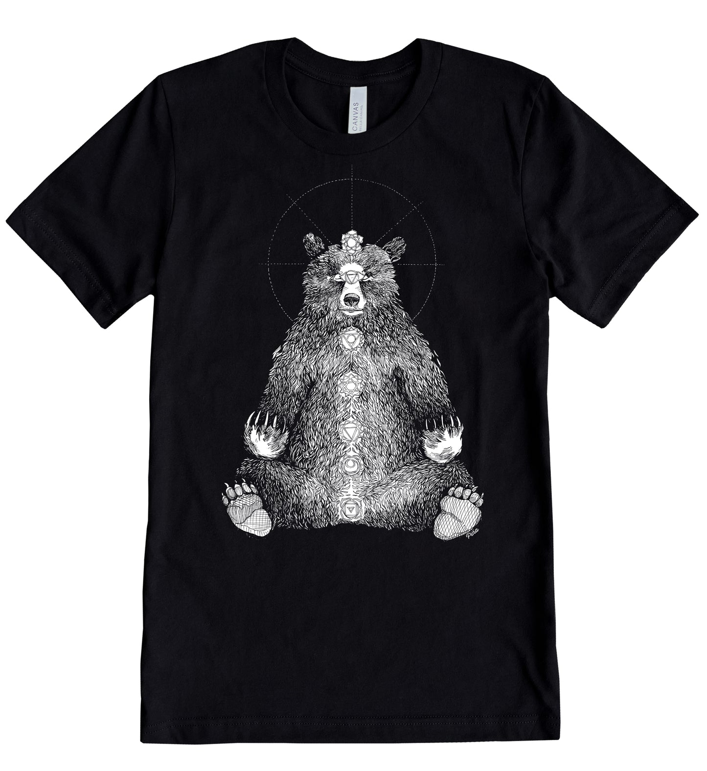 Kundalini Bear in White Ink Unisex Cotton Jersey Tee