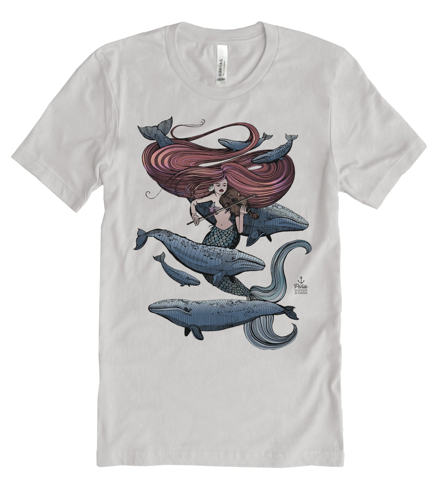 Mermaid Fiddling in Full Colour Unisex Cotton Jersey Tee