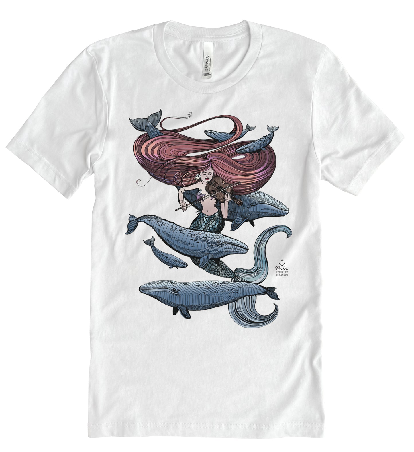 Mermaid Fiddling in Full Colour Unisex Cotton Jersey Tee