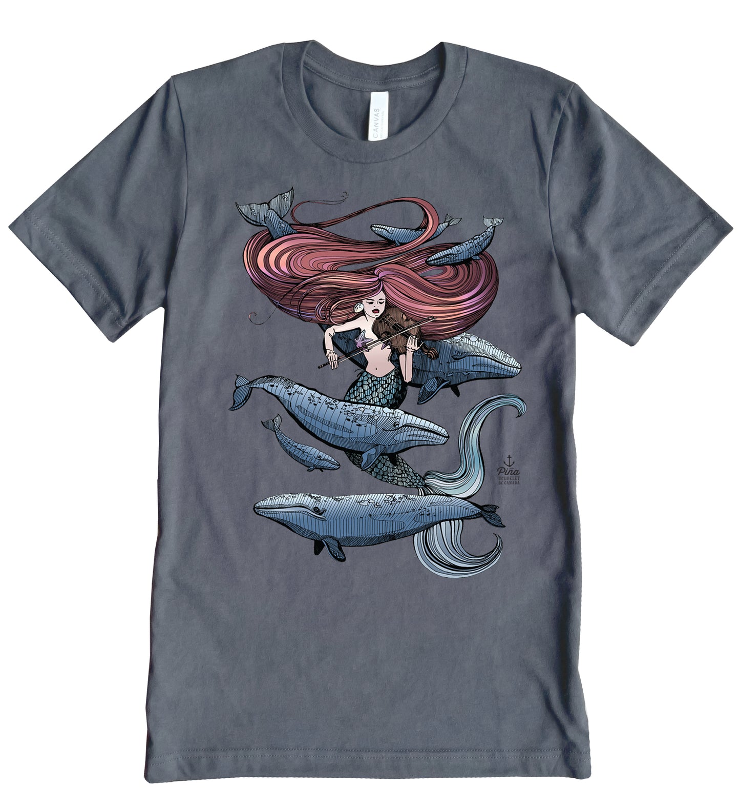 Mermaid Fiddling in Full Colour Unisex Cotton Jersey Tee