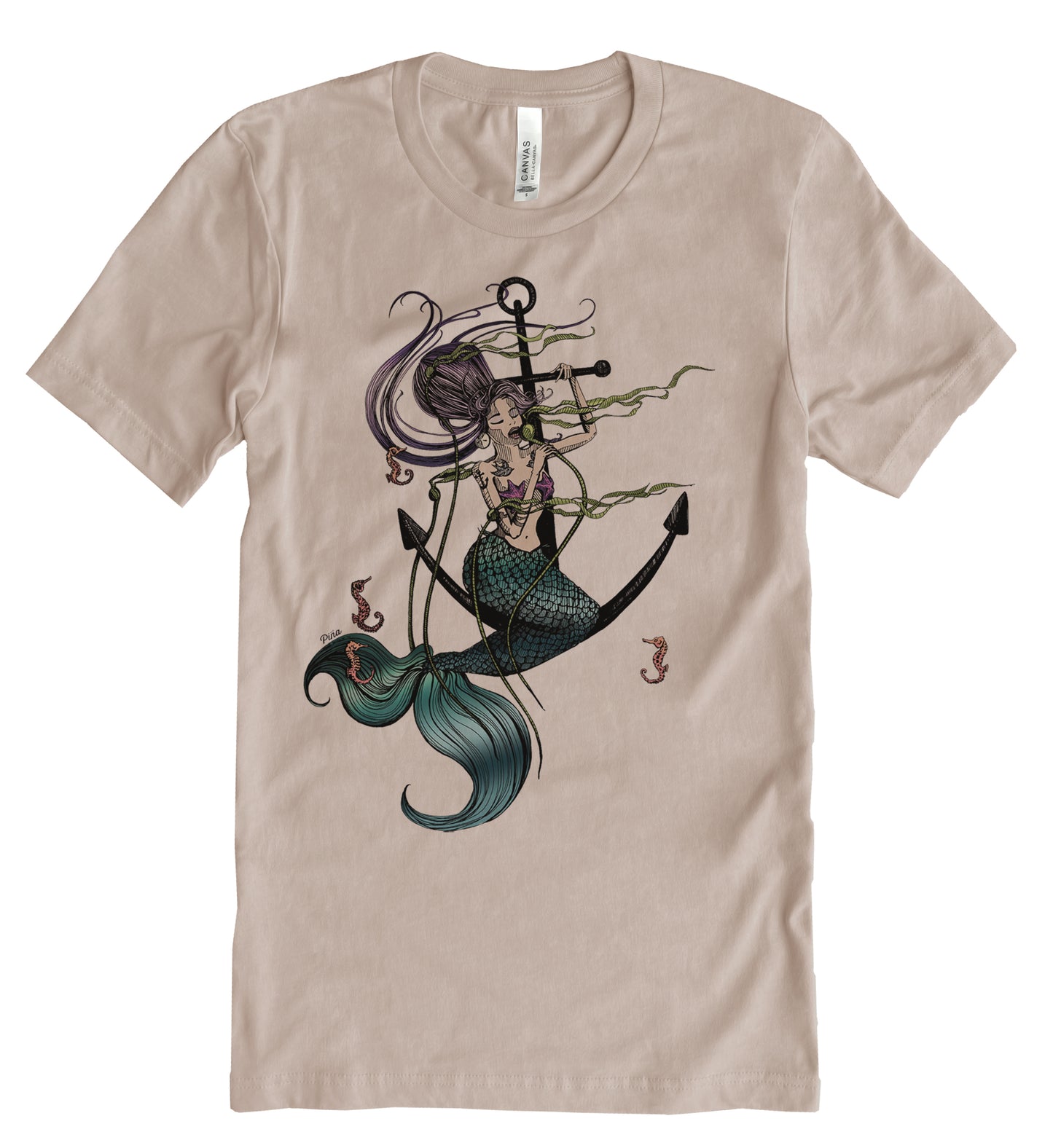 Mermaid Singing in Full Colour Unisex Cotton Jersey Tee