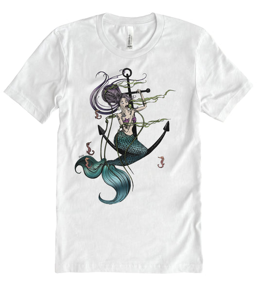 Mermaid Singing in Full Colour Unisex Cotton Jersey Tee