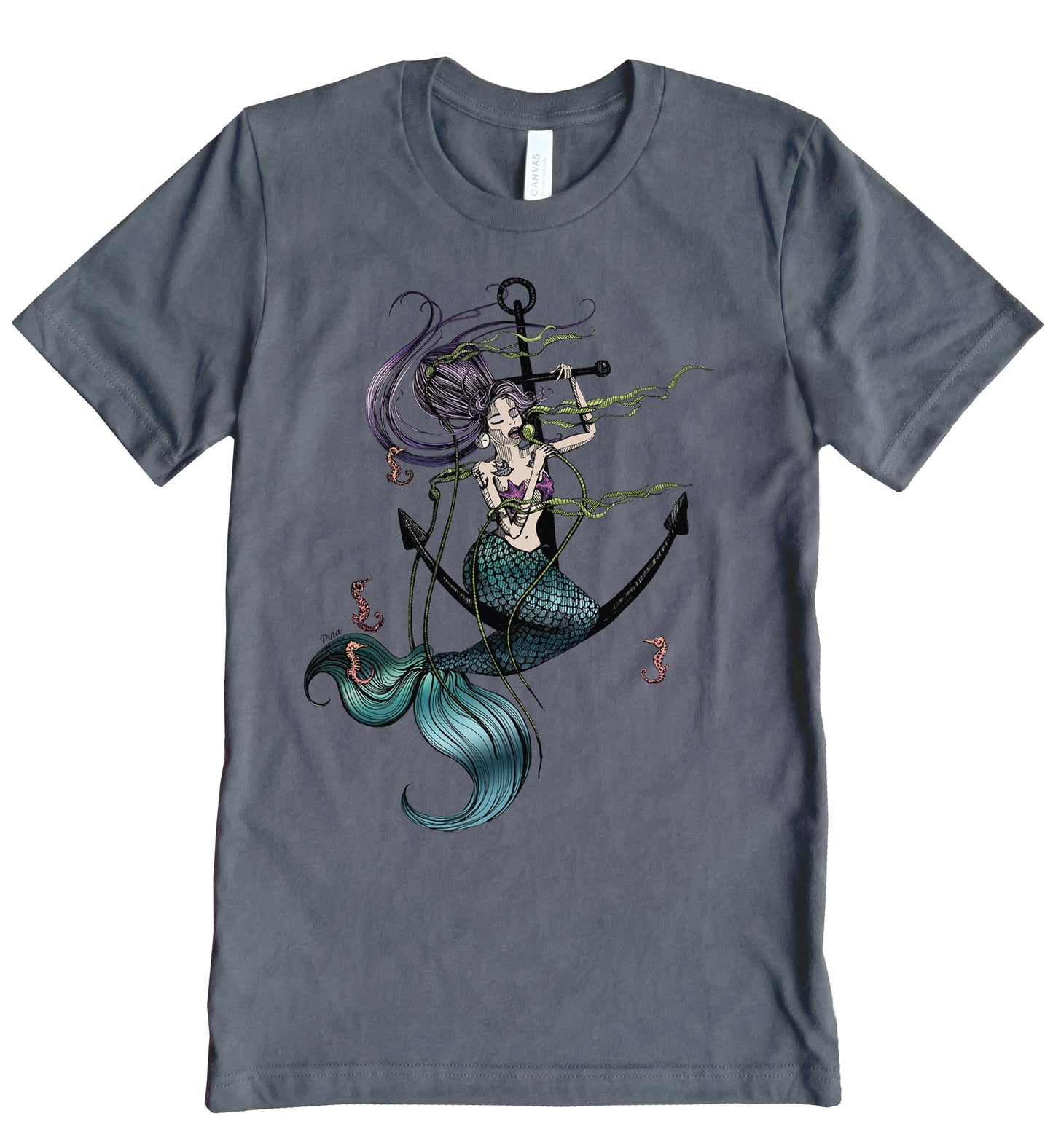 Mermaid Singing in Full Colour Unisex Cotton Jersey Tee