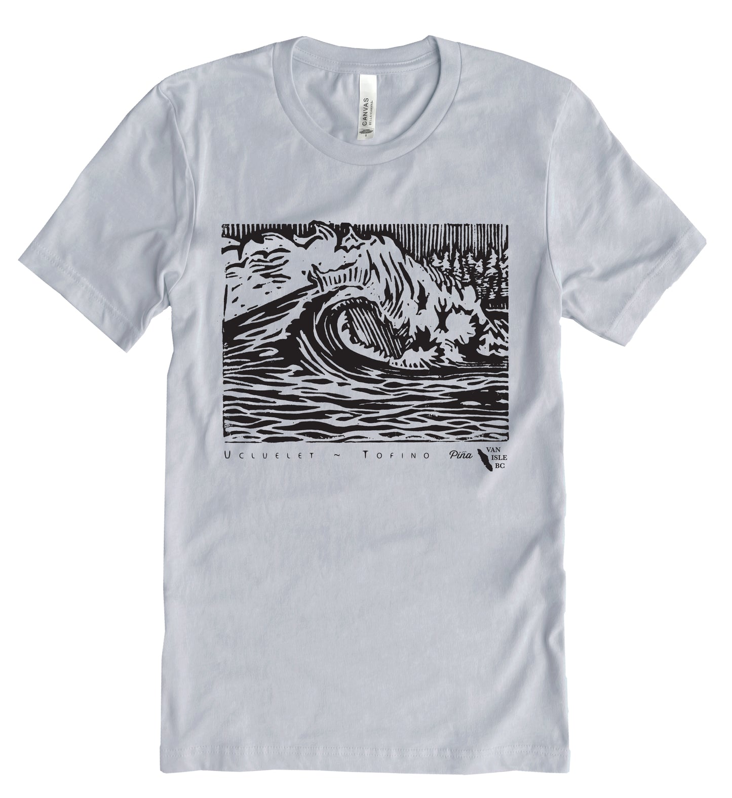 PNW Wave in Black Ink Unisex Cotton Jersey Tee