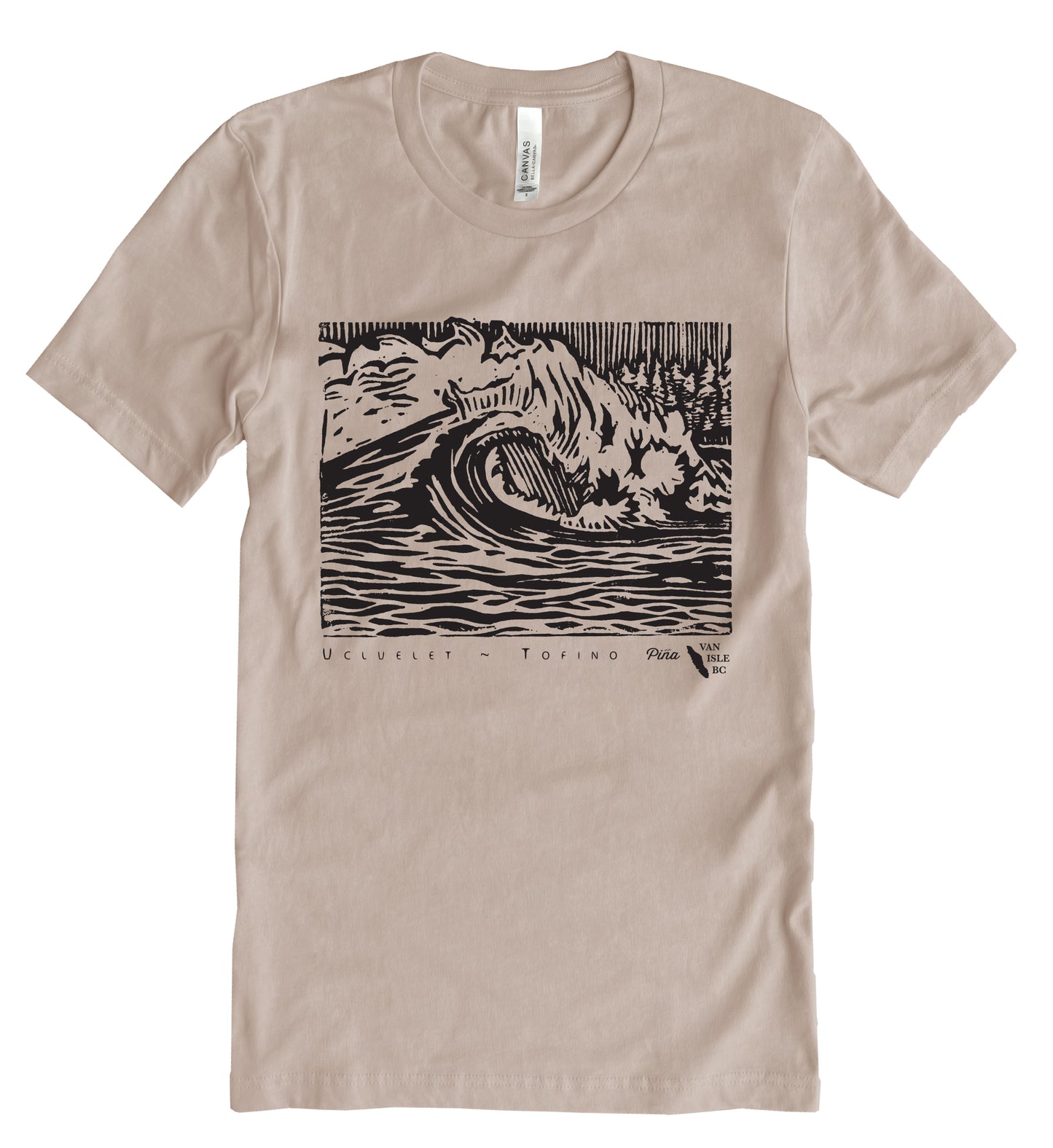 PNW Wave in Black Ink Unisex Cotton Jersey Tee