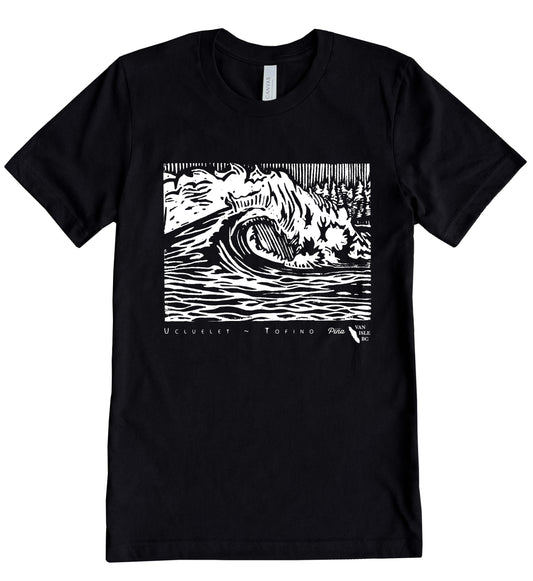 PNW Wave in White Ink Unisex Cotton Jersey Tee