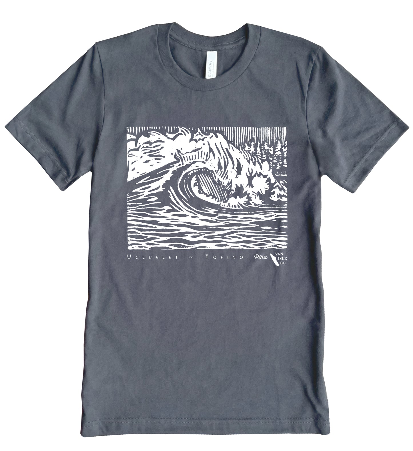 PNW Wave in White Ink Unisex Cotton Jersey Tee