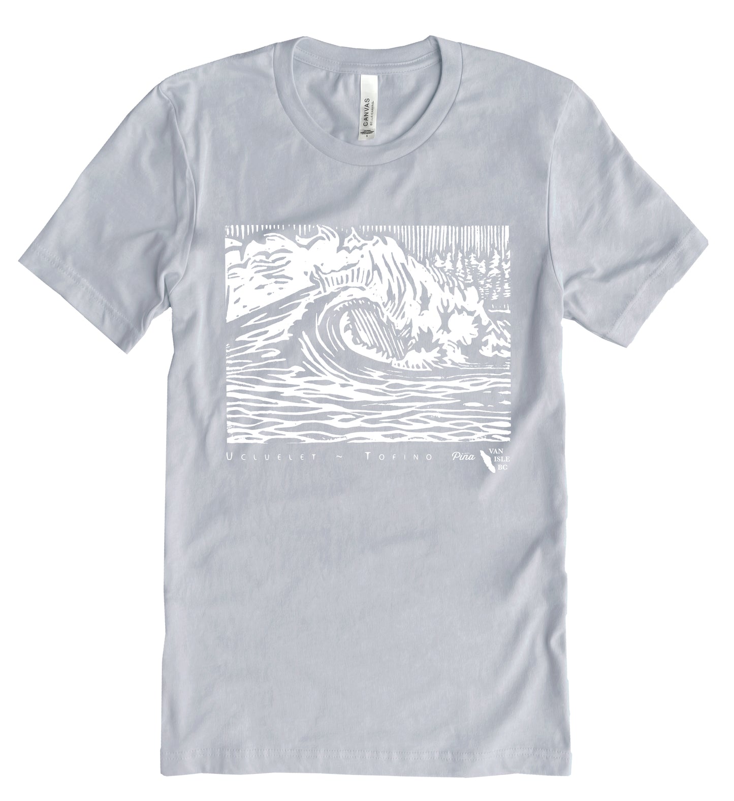 PNW Wave in White Ink Unisex Cotton Jersey Tee