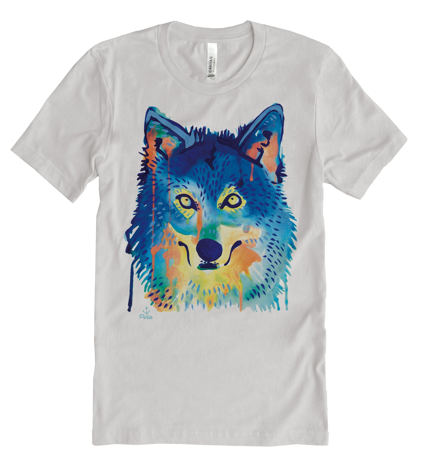 Watercolour Wolf Face Unisex Cotton Jersey Tee