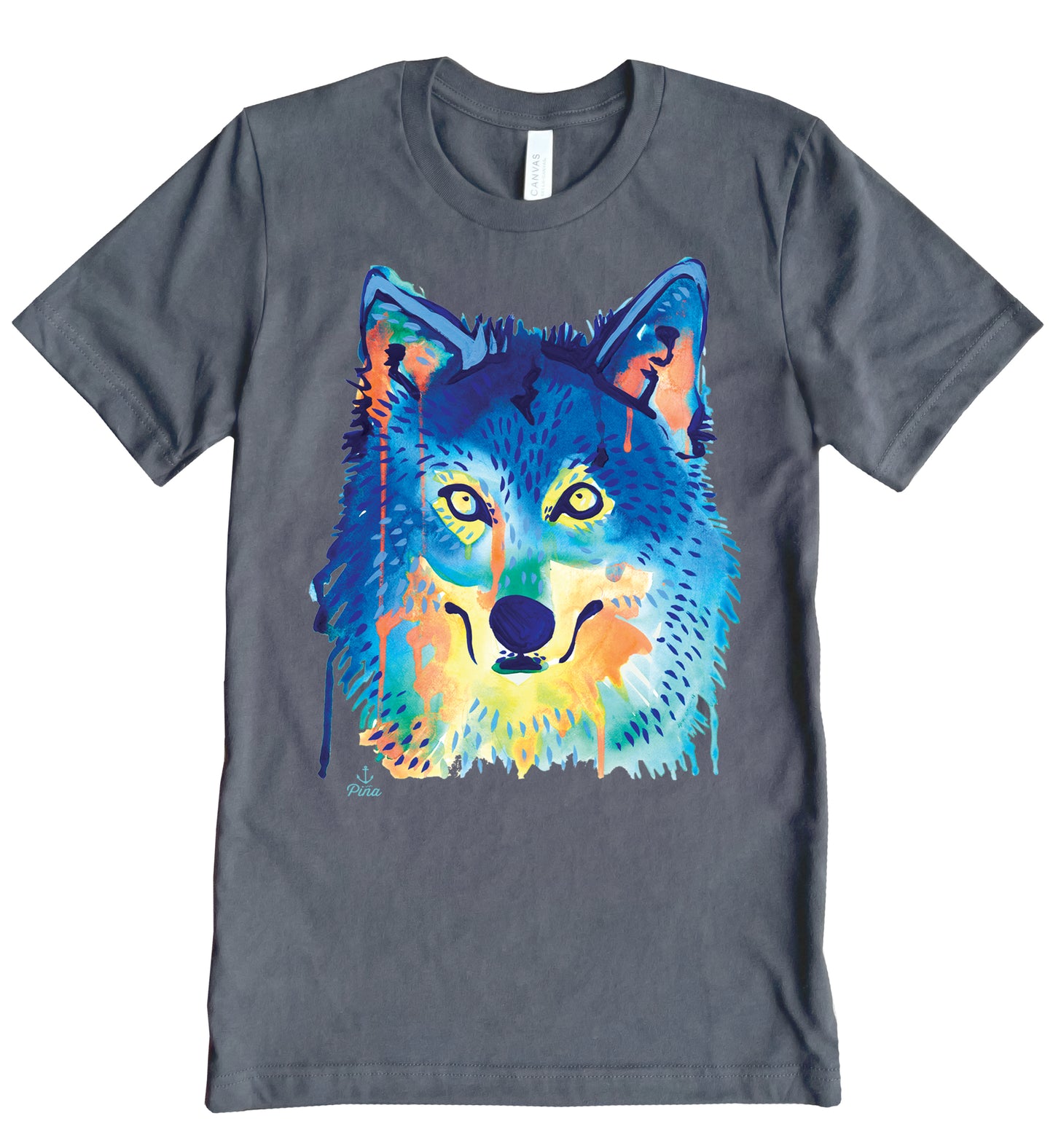 Watercolour Wolf Face Unisex Cotton Jersey Tee