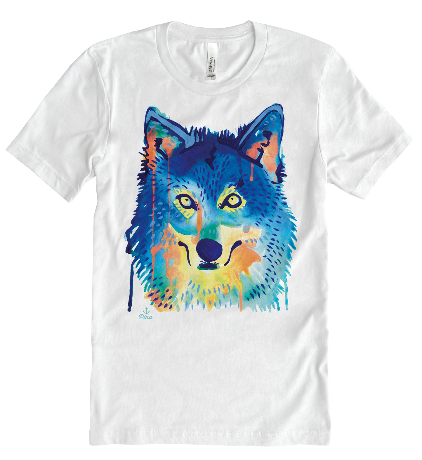 Watercolour Wolf Face Unisex Cotton Jersey Tee