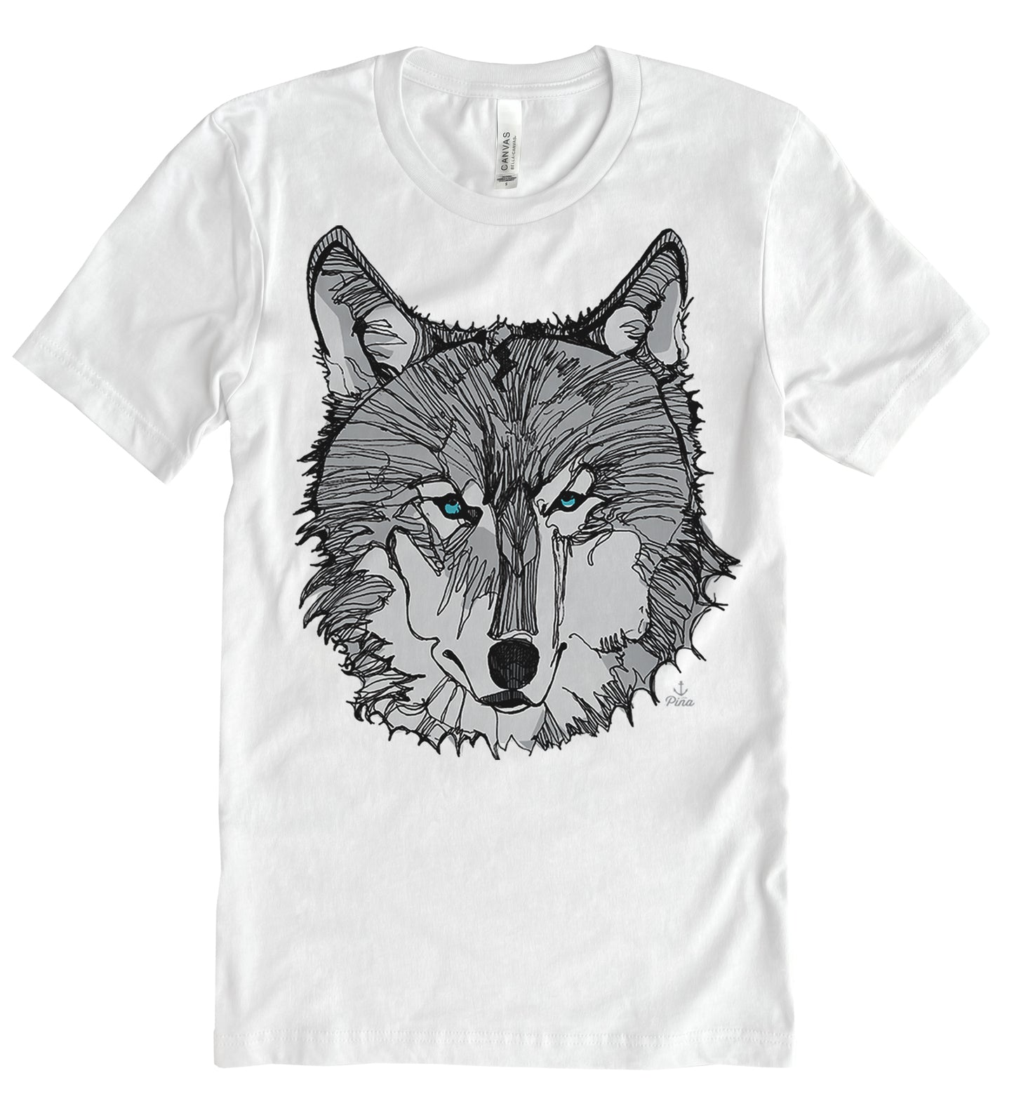 Wolf Face in Grey Unisex Cotton Jersey Tee