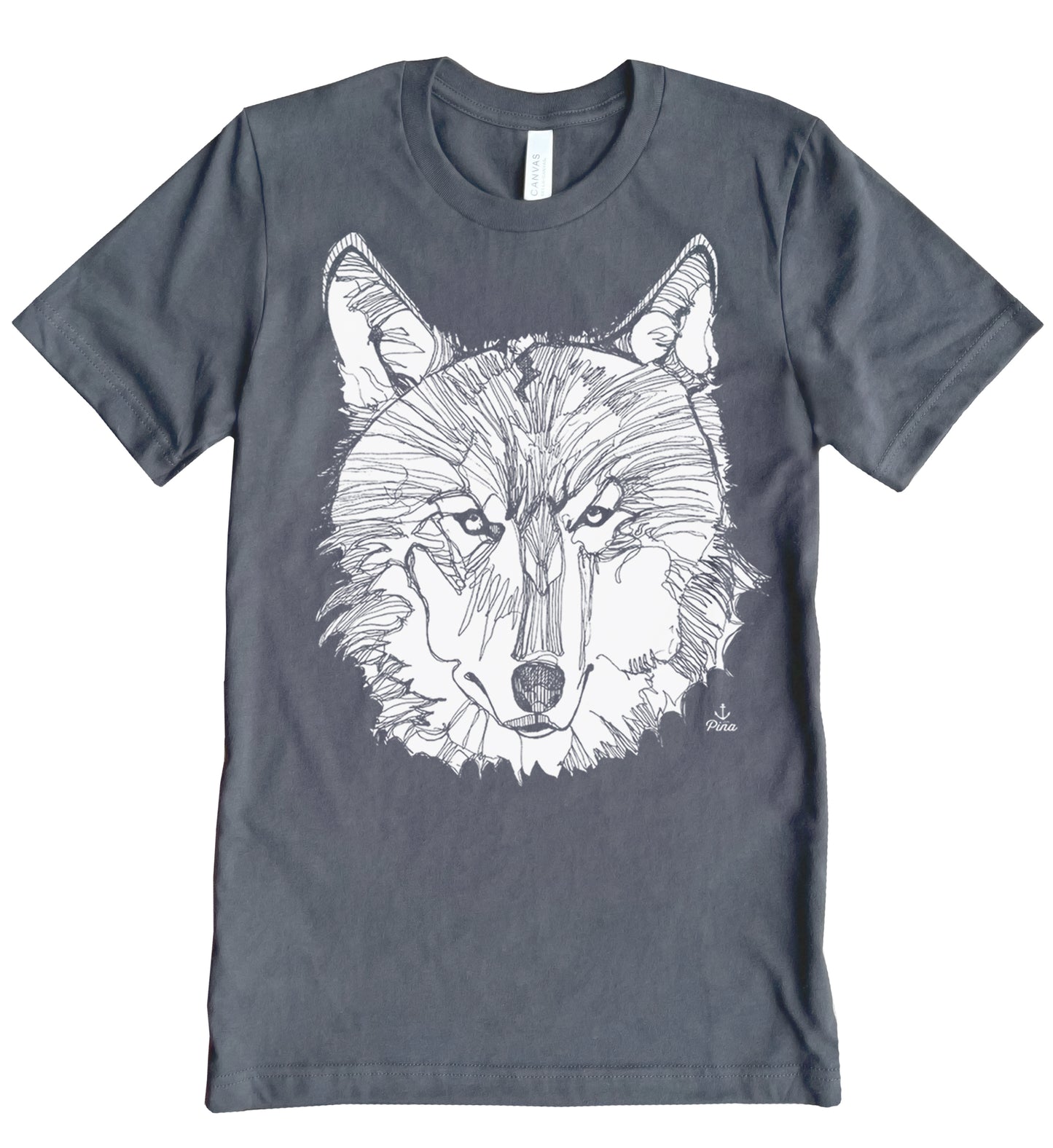 Wolf Face in White Ink Unisex Cotton Jersey Tee