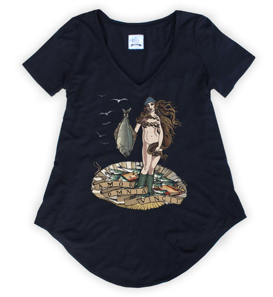 The Birth of Venus in Full Colour on a Bamboo V-Neck Tee