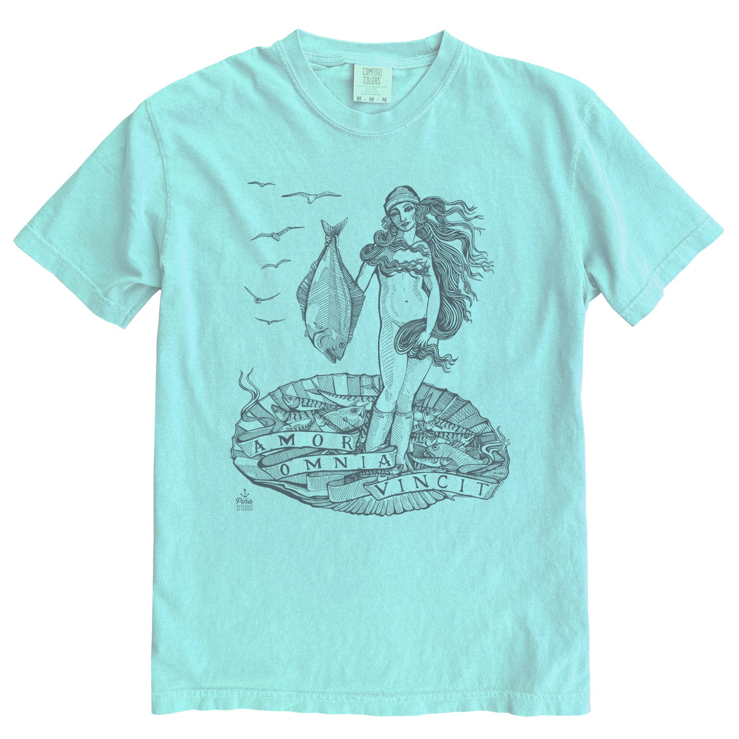 Birth of Venus in Black Ink Comfort Colours Heavyweight Cotton Tee