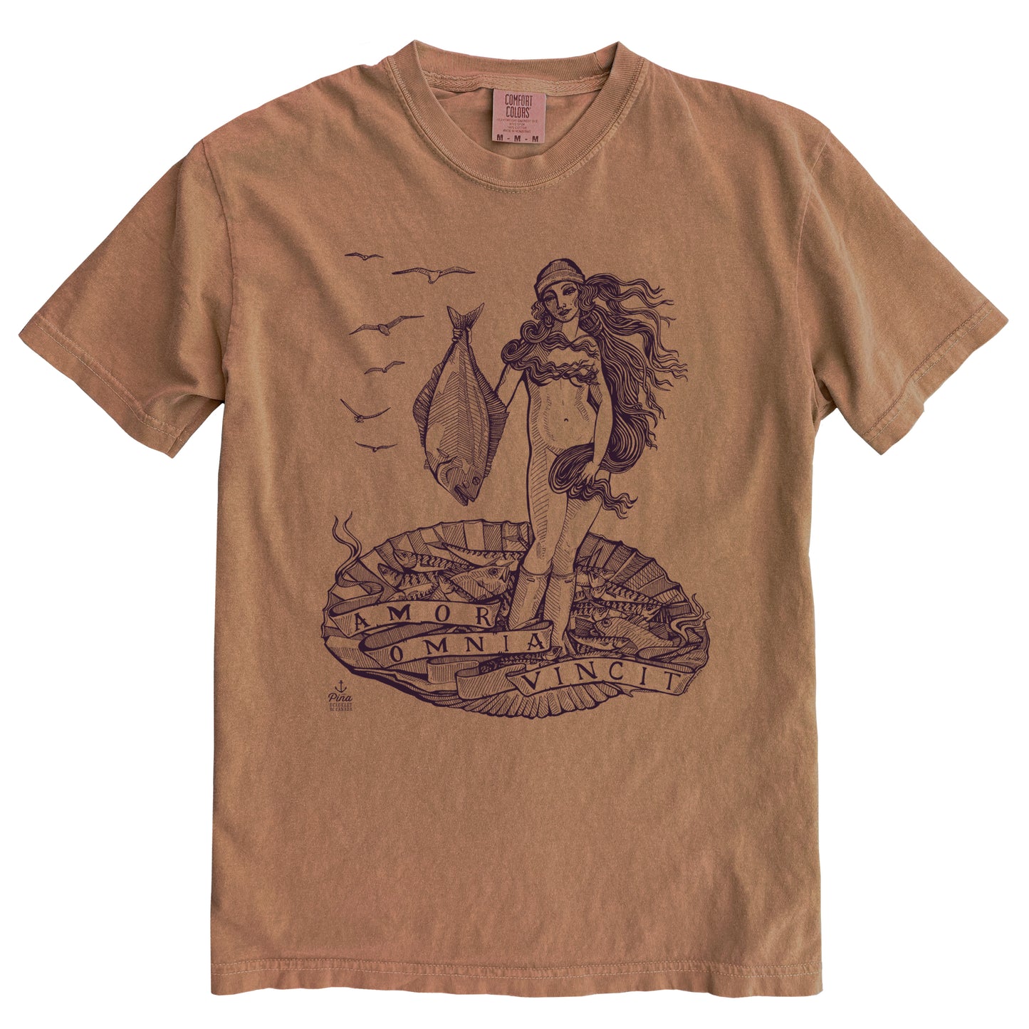 Birth of Venus in Black Ink Comfort Colours Heavyweight Cotton Tee