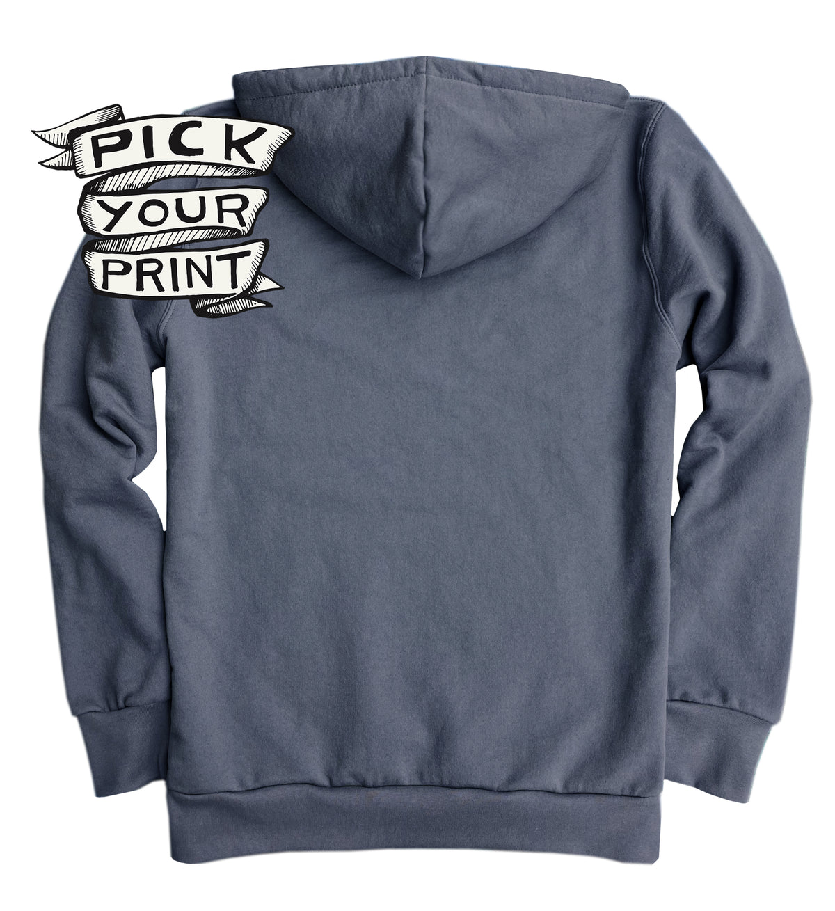 Custom Printed Steel Blue Pullover Hoodie