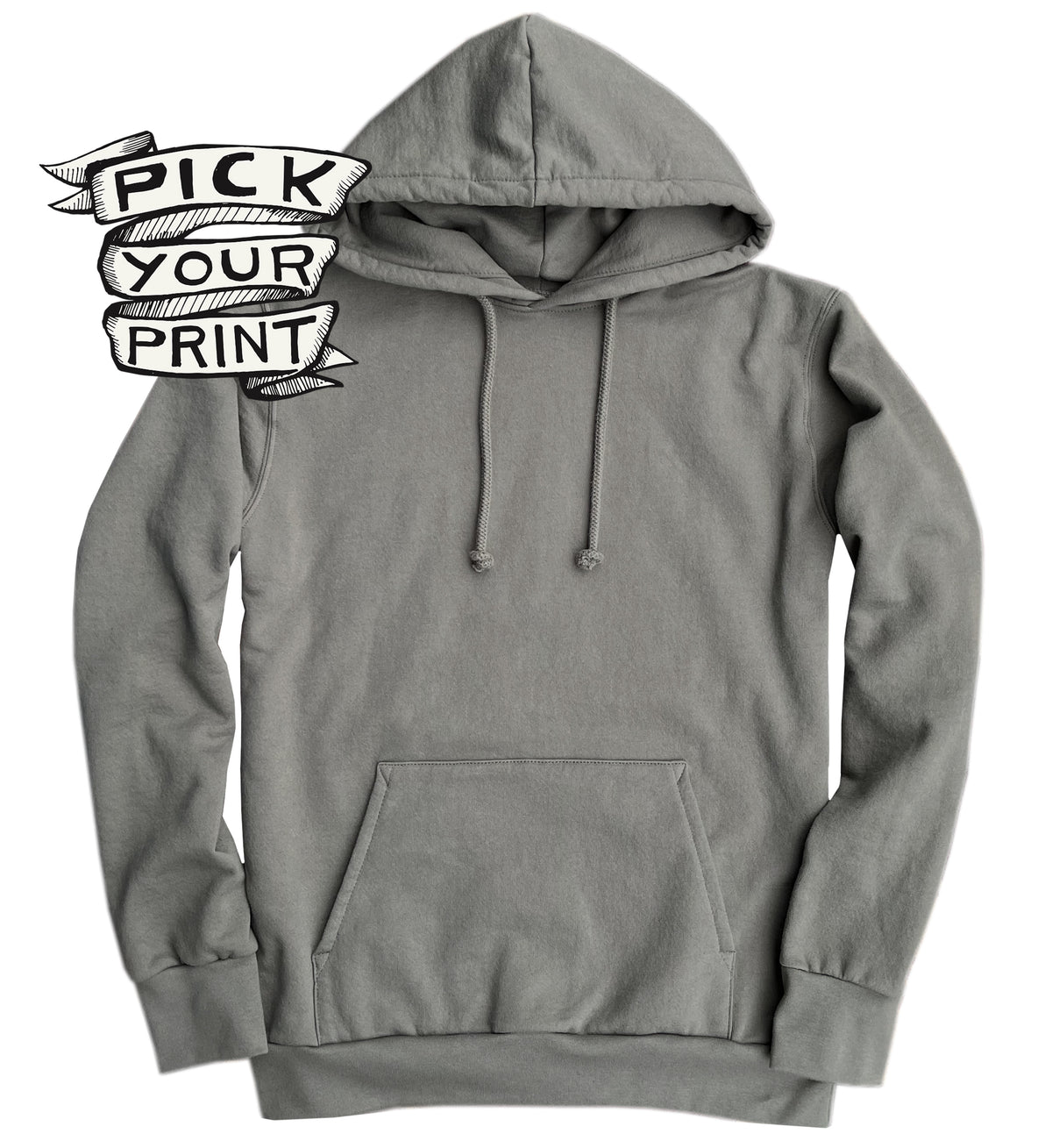 Custom Printed Grey Sage Pullover Hoodie