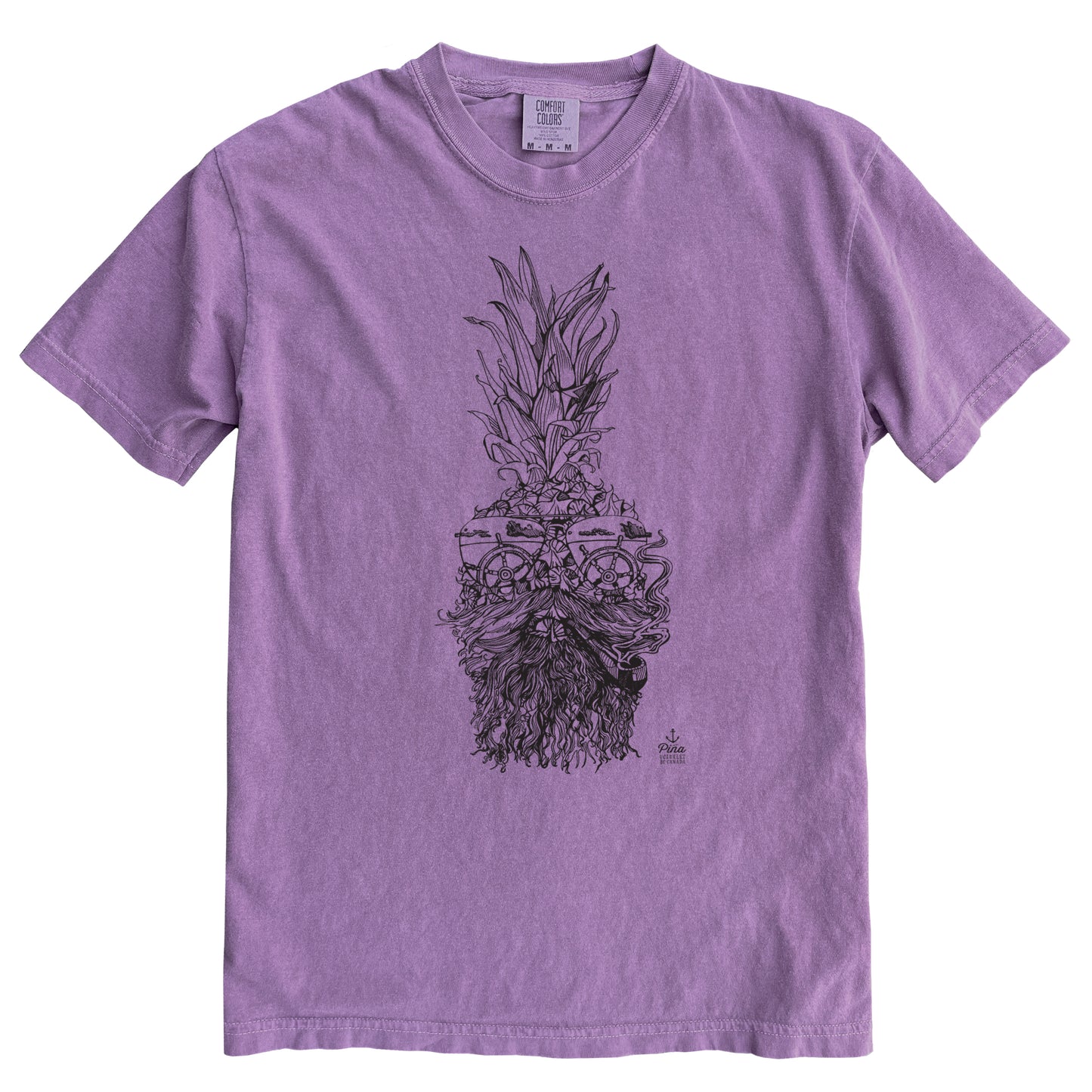 Captain Pina in Black Ink Comfort Colours Heavyweight Cotton Unisex Tee